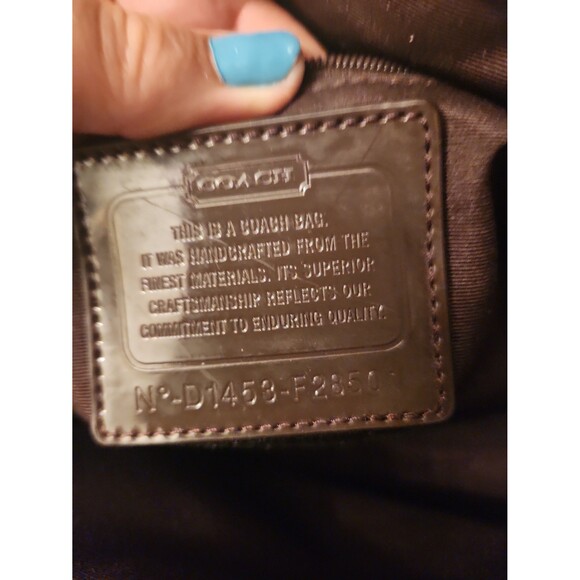 Coach Brown Jacquard Fabric Monogram Tote w/ Side Drawstrings & Leather Accents - Picture 9 of 11